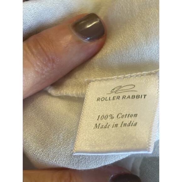 Roller Rabbit embroidered peasant top, blue/cream, large, bohemian, hippie - Picture 6 of 7